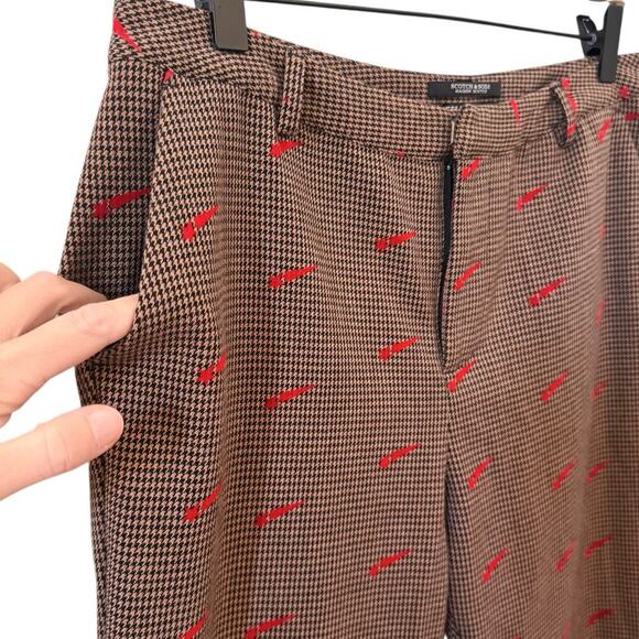 Scotch & Soda Houndstooth Shooting Star Tapered Trousers in "Brown Flock" Sz M - Picture 7 of 14